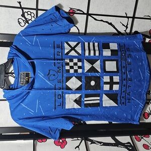 Toku Love More Hate Less Graphic Short Sleeve Hoodie Medium NWT